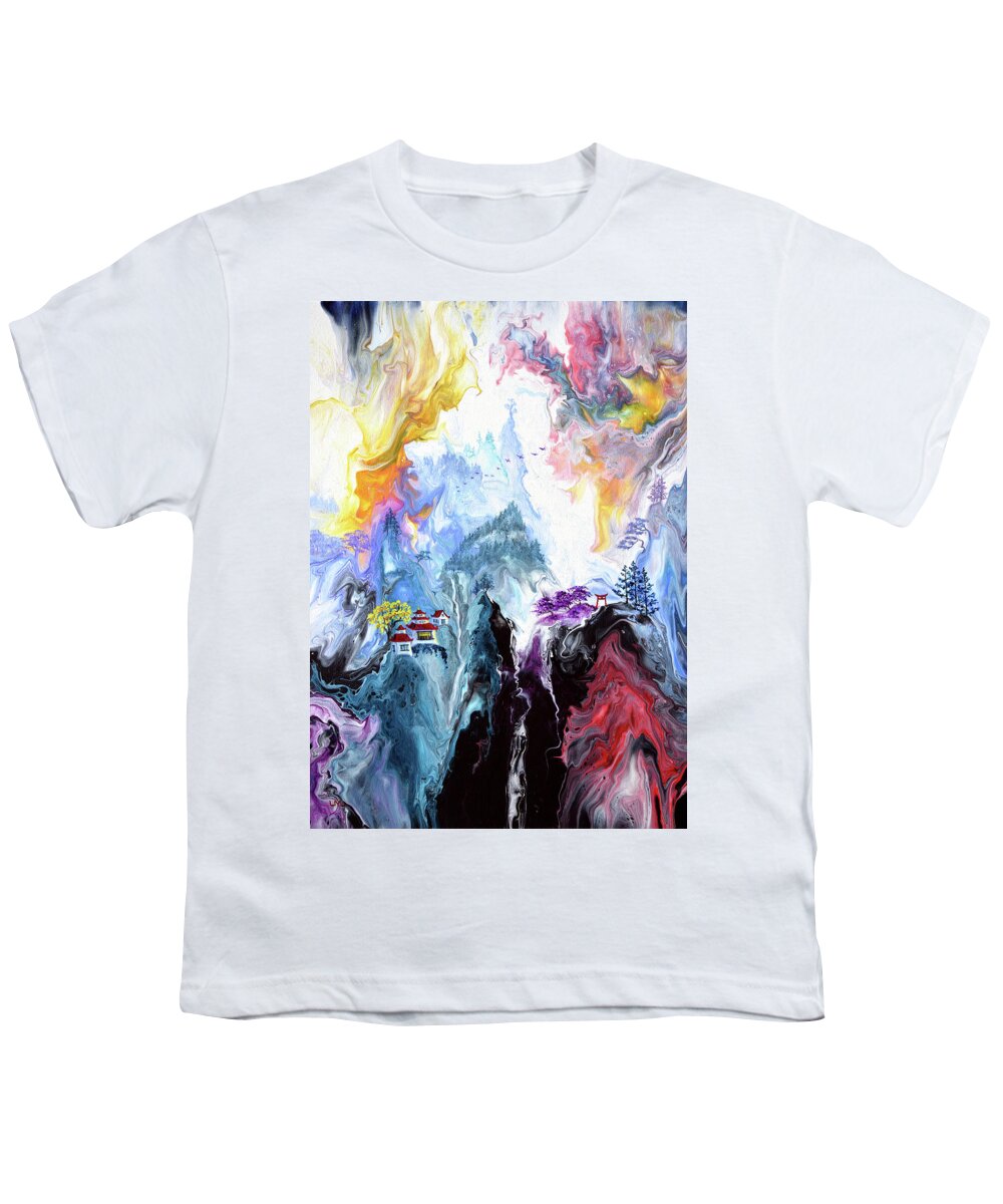 Meditation Youth T-Shirt featuring the painting Evening Bell Chant by Laura Iverson