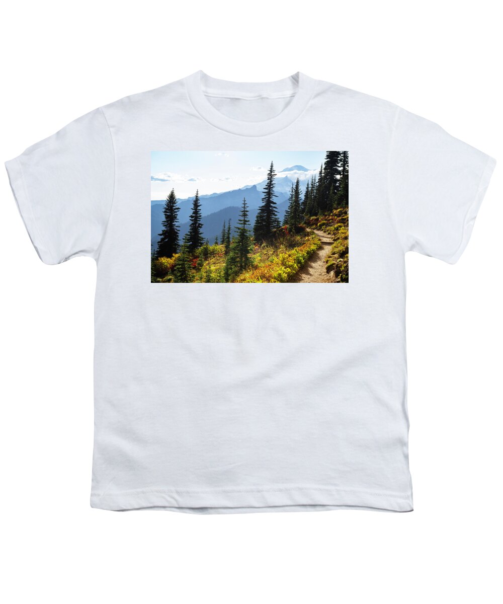 Naches Peak Loop Trail Youth T-Shirt featuring the photograph Fall in the Pacific Northwest by Mary Jane Armstrong