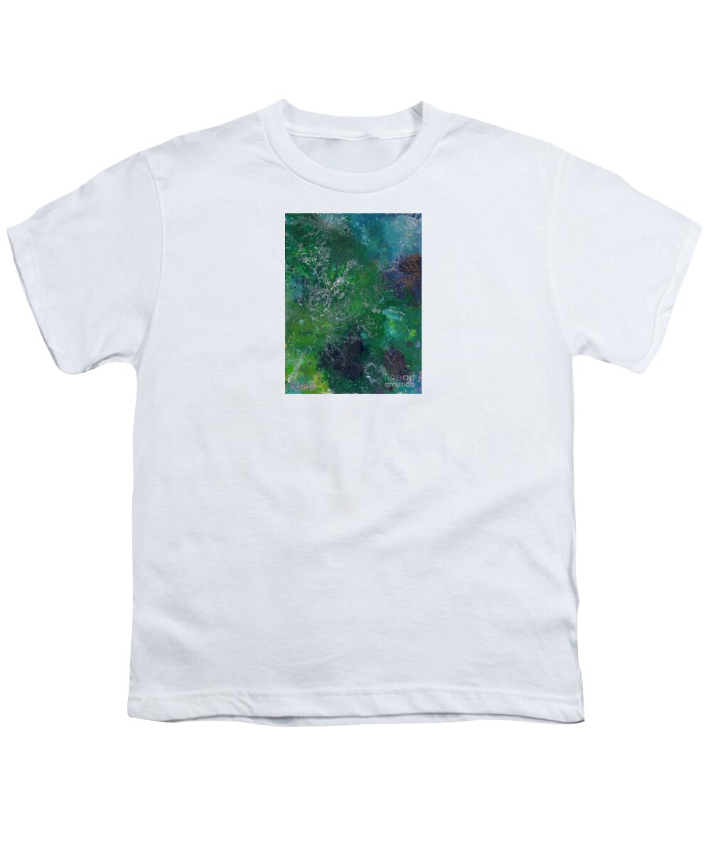 Abstract Green Fields Youth T-Shirt featuring the painting Fields by Kasha Ritter