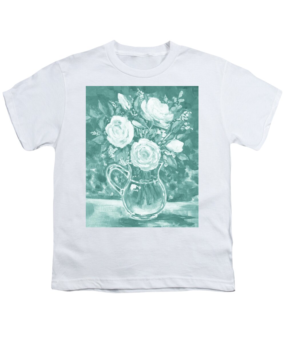 Flowers Youth T-Shirt featuring the painting Floral Impressionism Soft And Cool Vintage Pallet Summer Flowers Bouquet IX by Irina Sztukowski