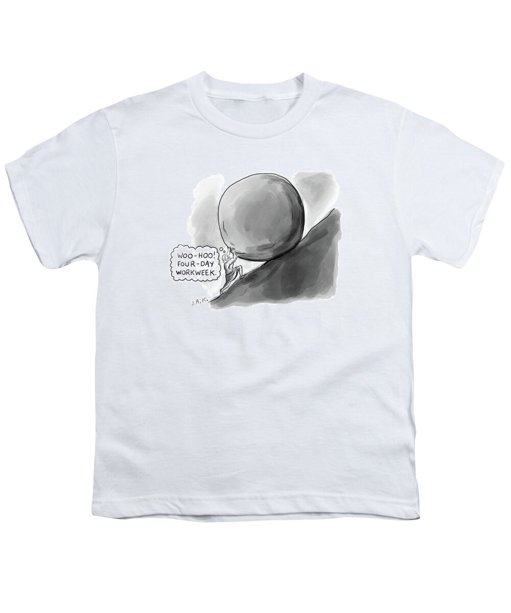 Captionless Youth T-Shirt featuring the drawing Four Day Work Week by Jason Adam Katzenstein