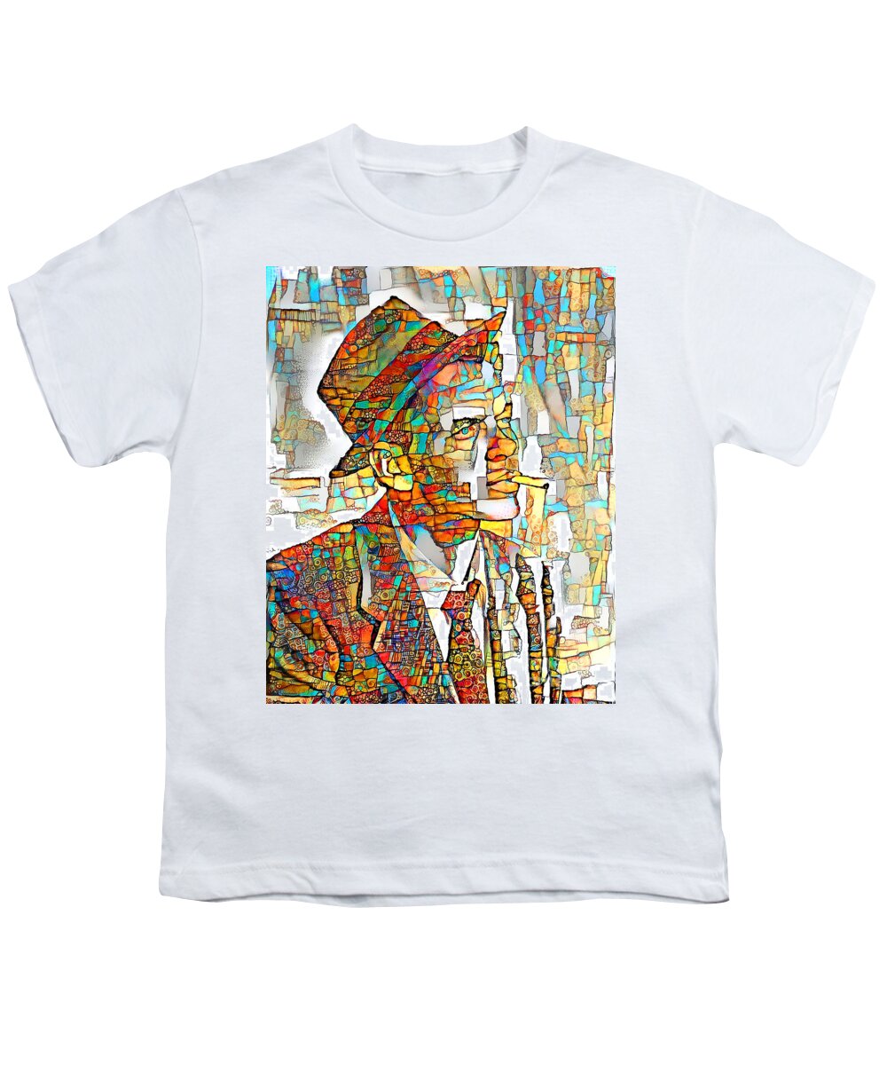 Wingsdomain Youth T-Shirt featuring the photograph Frank Sinatra in Vibrant Playful Whimsical Colors 20200524 by Wingsdomain Art and Photography
