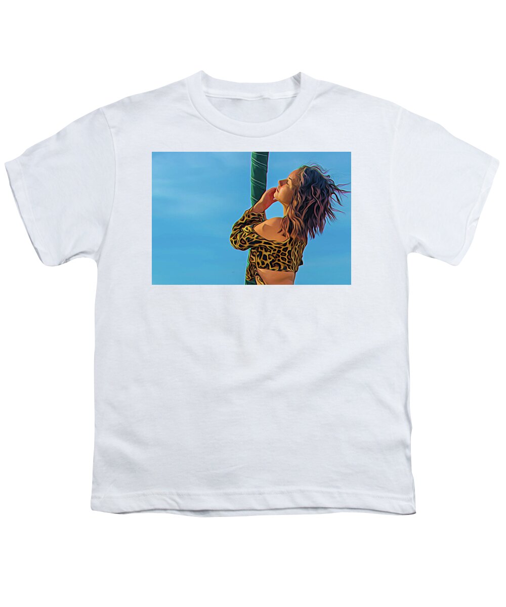 Profile Youth T-Shirt featuring the photograph Gabrielle on the Yacht by Alan Goldberg