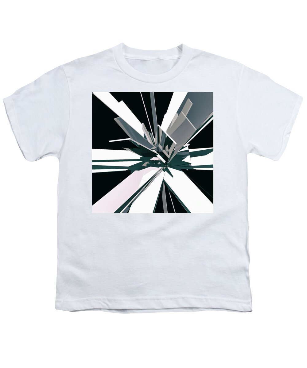 Monotone Youth T-Shirt featuring the digital art Geometric Cluster by Phil Perkins