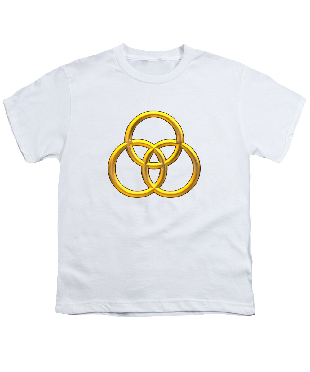 Golden 3d Look Holy Trinity Symbol Youth T-Shirt featuring the digital art Golden 3D Look Holy Trinity Symbol by Rose Santuci-Sofranko