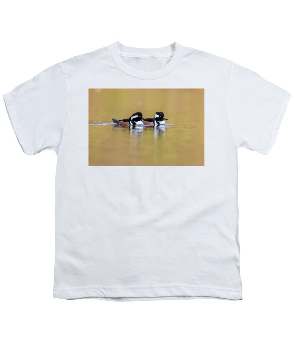 America Youth T-Shirt featuring the photograph Golden Mergansers by Mircea Costina Photography