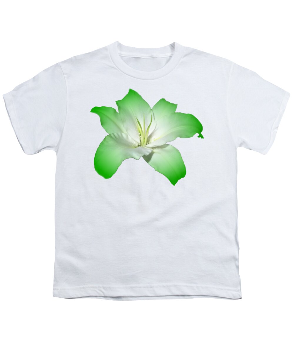 Green Youth T-Shirt featuring the photograph Green Lily Flower by Delynn Addams