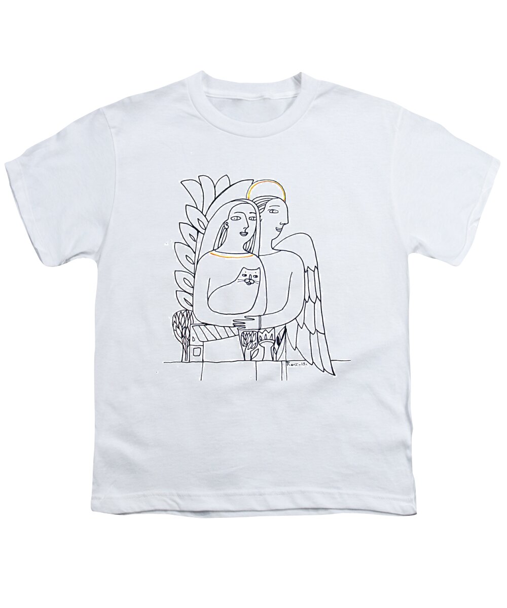 Russian Artists New Wave Youth T-Shirt featuring the drawing Guardian Angel by Tatiana Koltachikhina