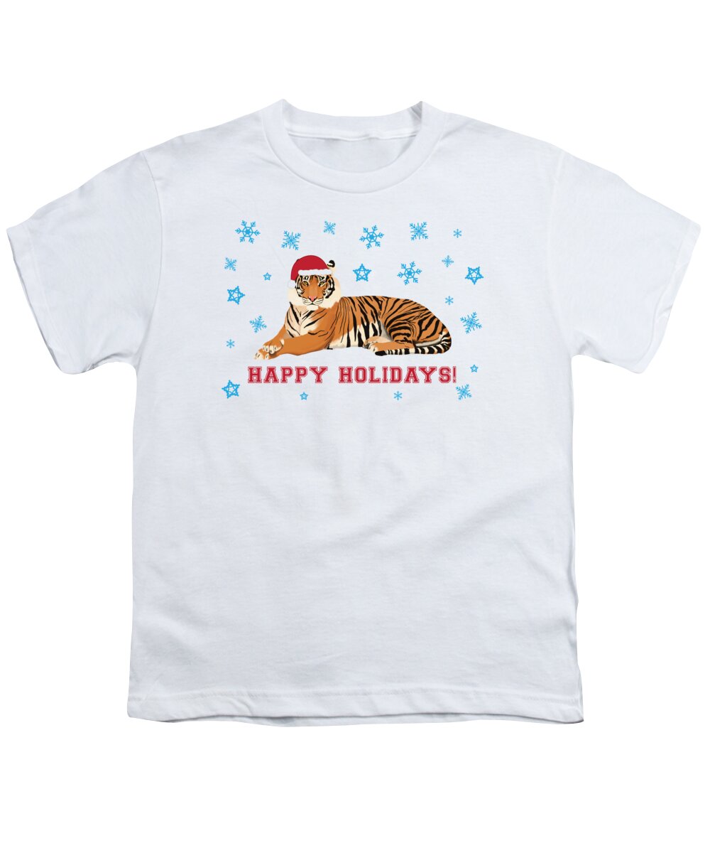Happy Holidays Tiger Youth T-Shirt by College Mascot Designs - Fine Art  America