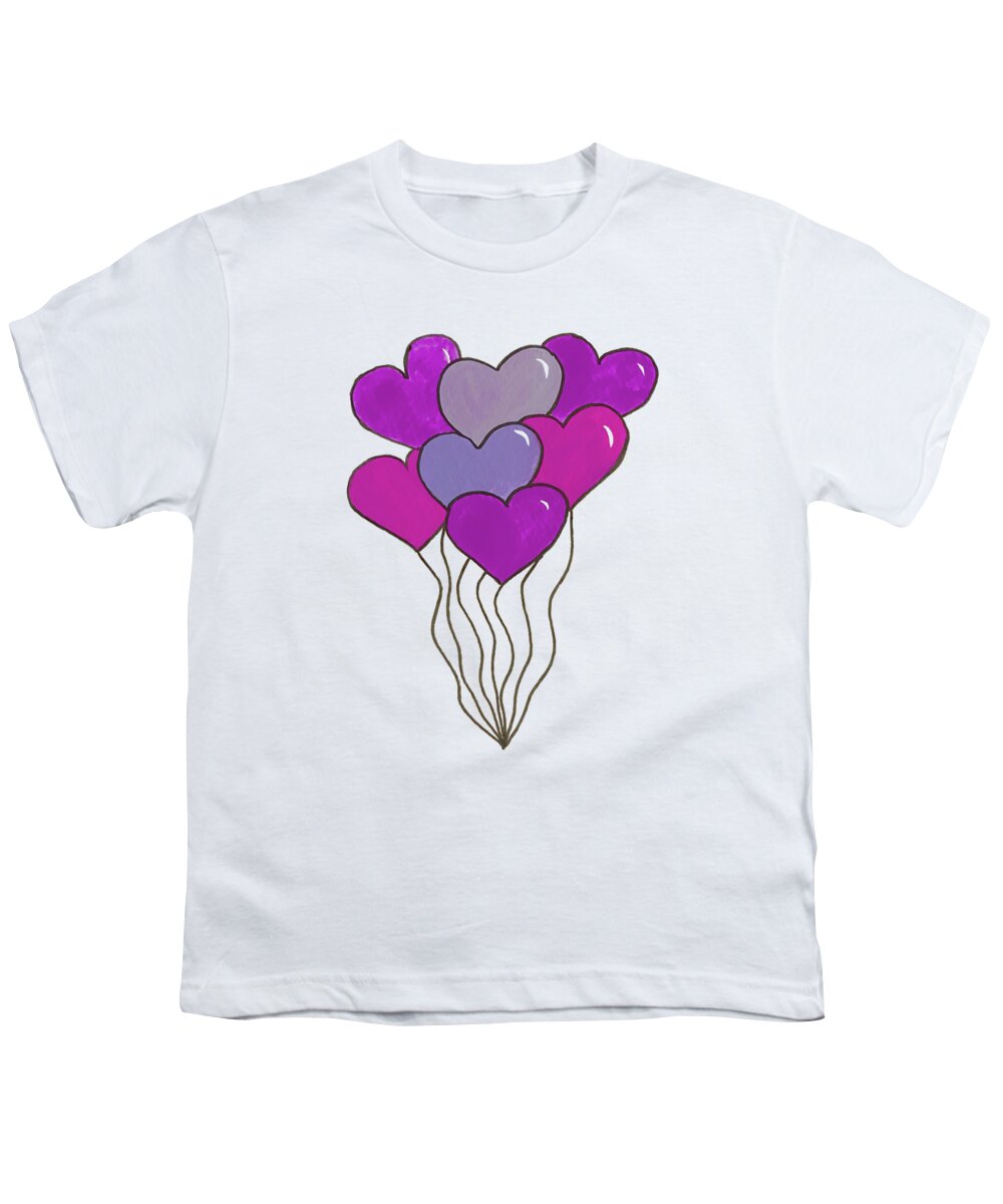 Heart Youth T-Shirt featuring the mixed media Heart Balloons by Lisa Neuman