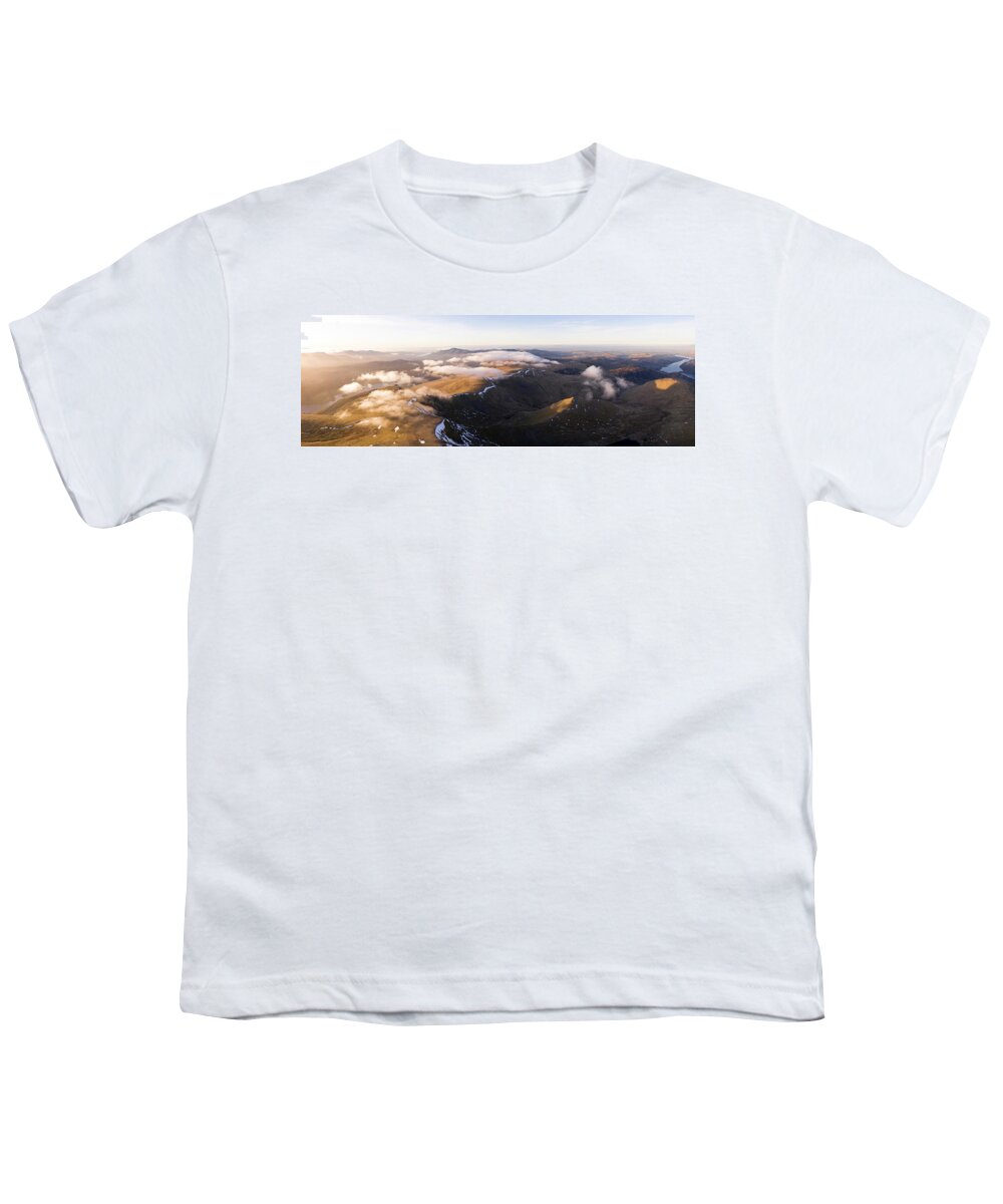Panorama Youth T-Shirt featuring the photograph Helvellyn and Catstye Cam Aerial Lake District by Sonny Ryse