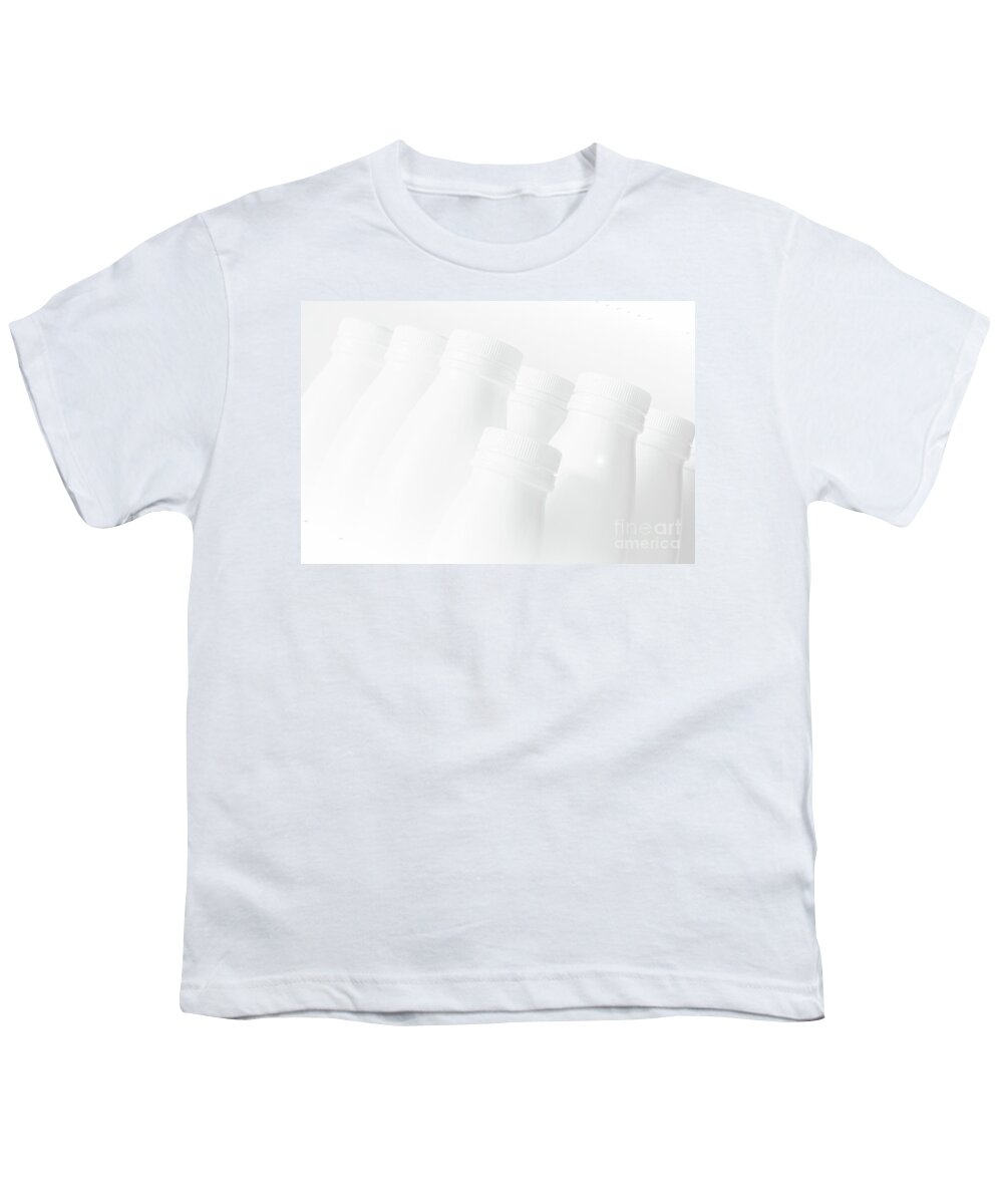 White Youth T-Shirt featuring the photograph White Trash - recycled bottles artwork 0010 by Simon Bratt
