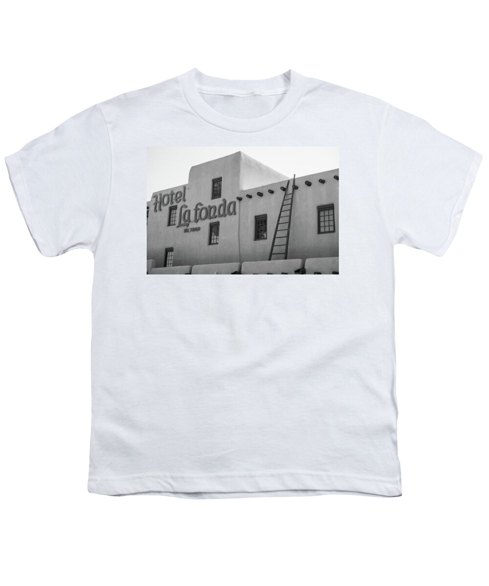 American Southwest Youth T-Shirt featuring the photograph Hotel. La Finda and Ladder by John McGraw
