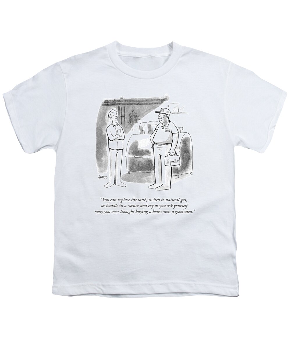 you Can Replace The Tank Youth T-Shirt featuring the drawing Huddle In A Corner And Cry by Benjamin Schwartz