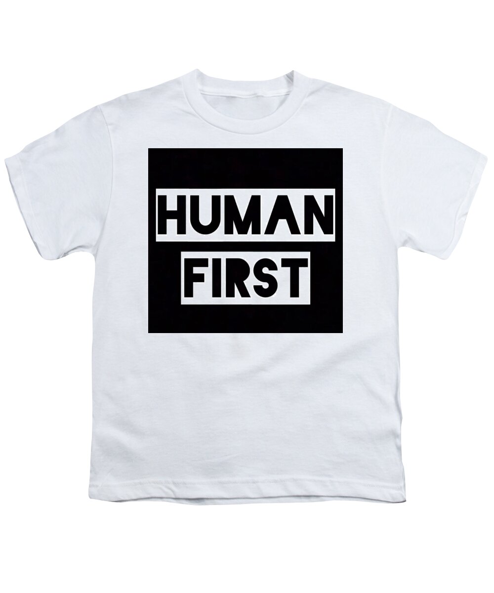  Youth T-Shirt featuring the painting Human First by Clayton Singleton