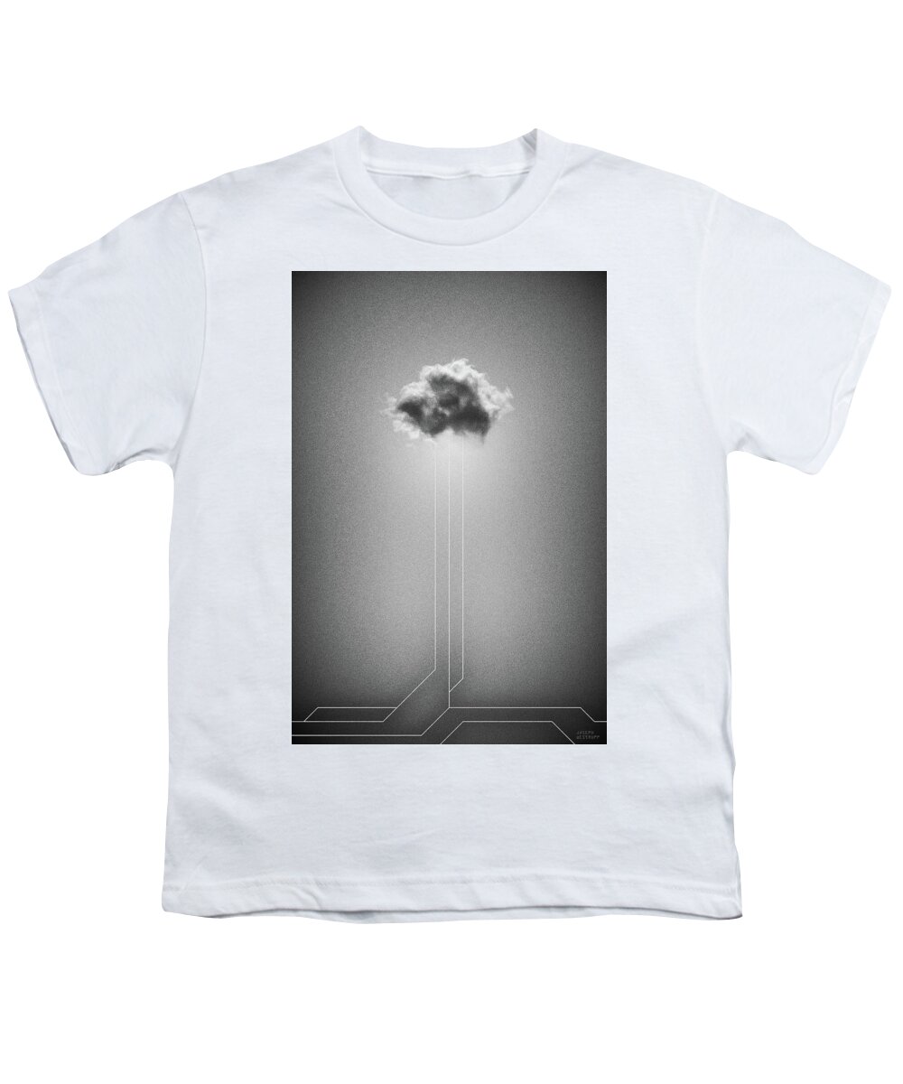 Abstract Youth T-Shirt featuring the photograph Hyetal Black - Abstract Geometrical Cloud Art by Joseph Westrupp