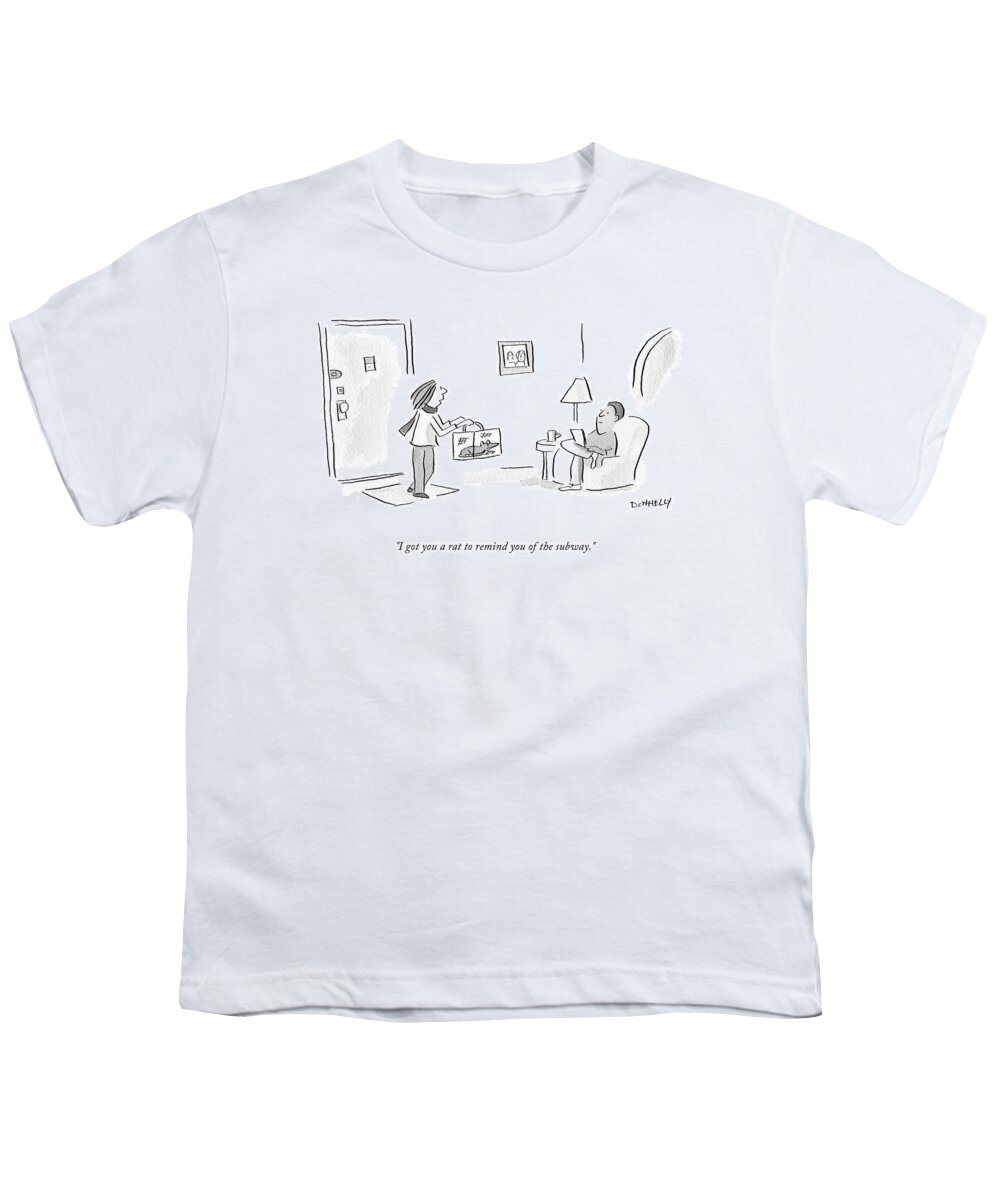 I Got You A Rat To Remind You Of The Subway. Youth T-Shirt featuring the drawing I Got You A Rat by Liza Donnelly