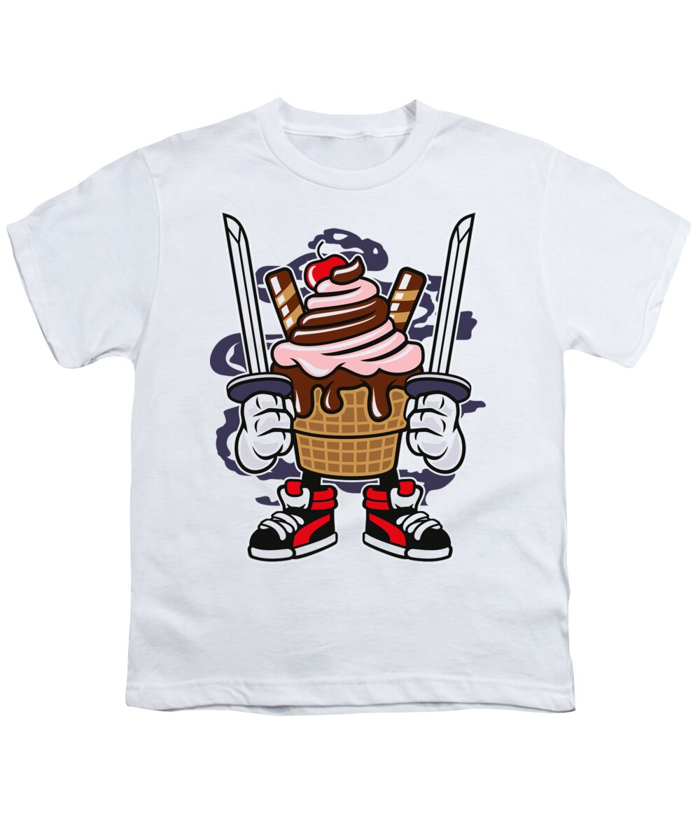Ice Cream Youth T-Shirt featuring the digital art Ice Cream fighter by Long Shot