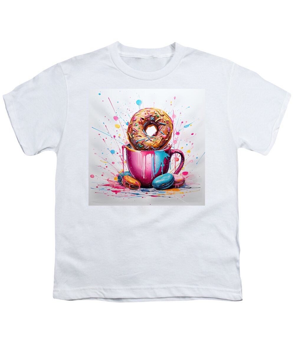 Coffee And Donuts Youth T-Shirt featuring the digital art Intoxicatingly Addictive by Lourry Legarde