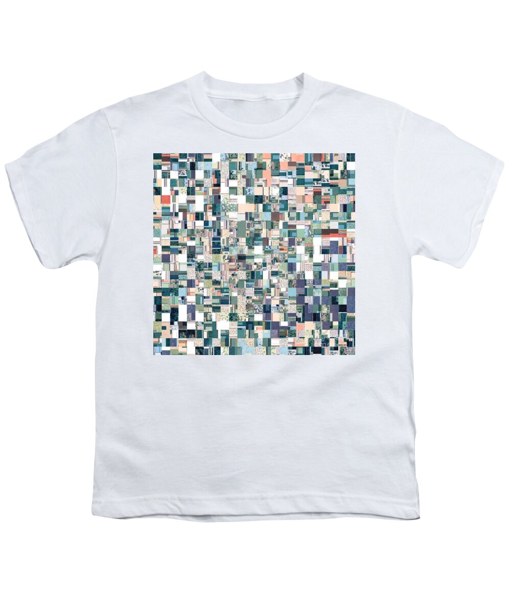 Abstract Youth T-Shirt featuring the digital art Jumbled Geometric Abstract by Phil Perkins