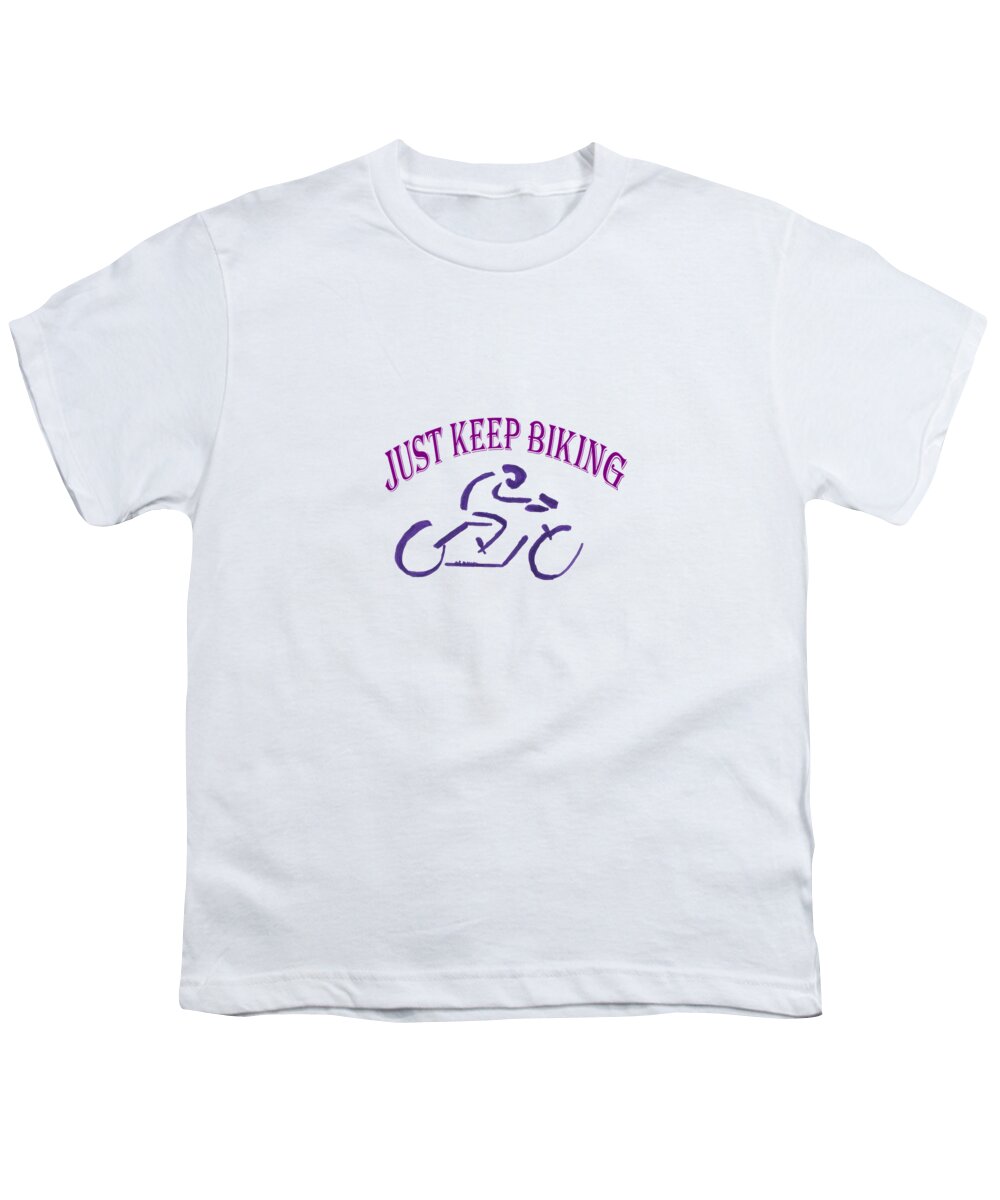 Just Keep Biking Youth T-Shirt featuring the mixed media Just Keep Biking by Ali Baucom