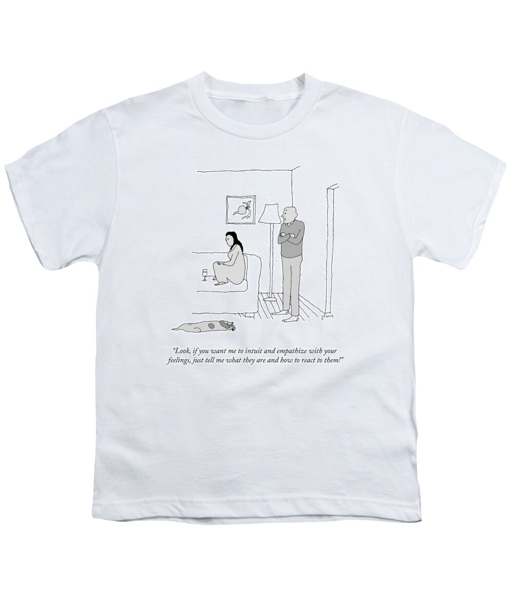 “look Youth T-Shirt featuring the drawing Just Tell Me by Liana Finck