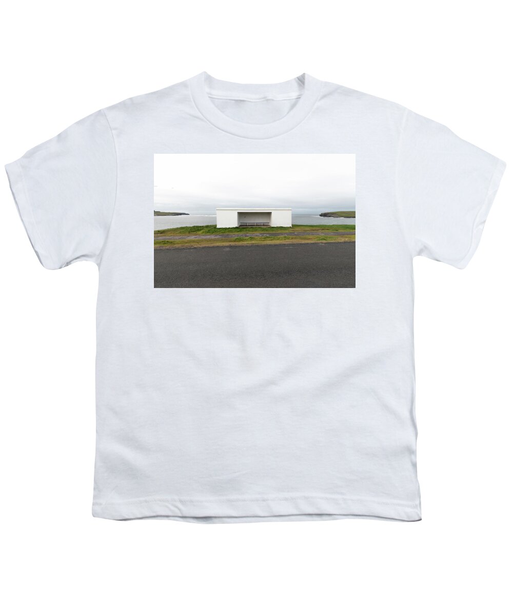 New Topographics Youth T-Shirt featuring the photograph Kilkee Cliff Shelter by Stuart Allen