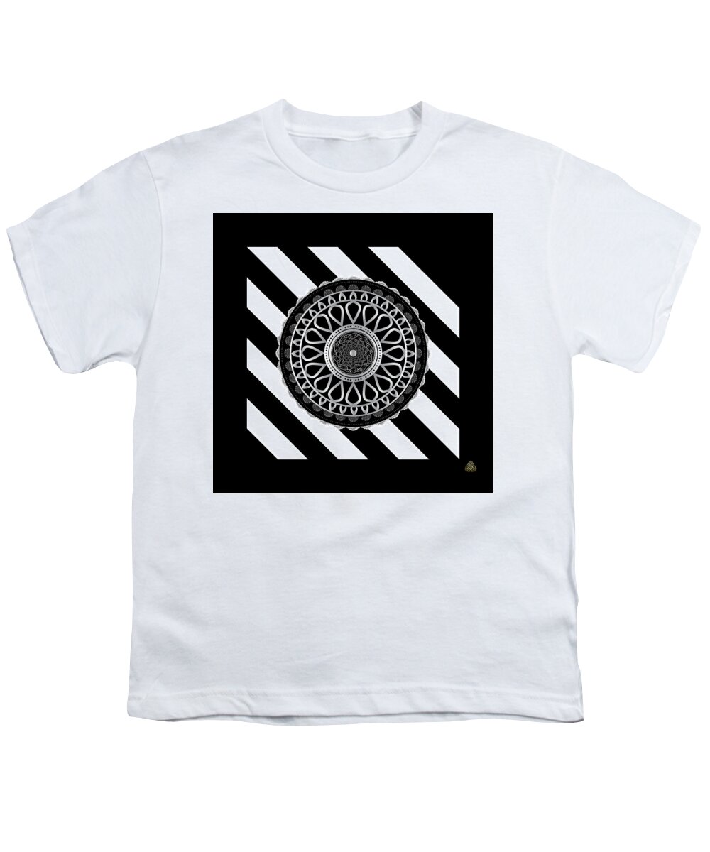 Mandala Youth T-Shirt featuring the digital art Kuklos No 4346 by Alan Bennington