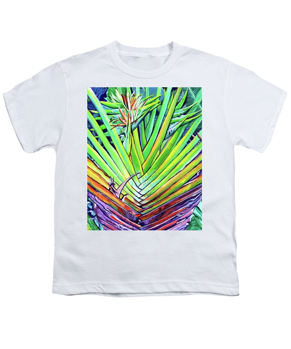Bird Of Paradise Youth T-Shirt featuring the painting Lawai Bird of Paradise by Marionette Taboniar