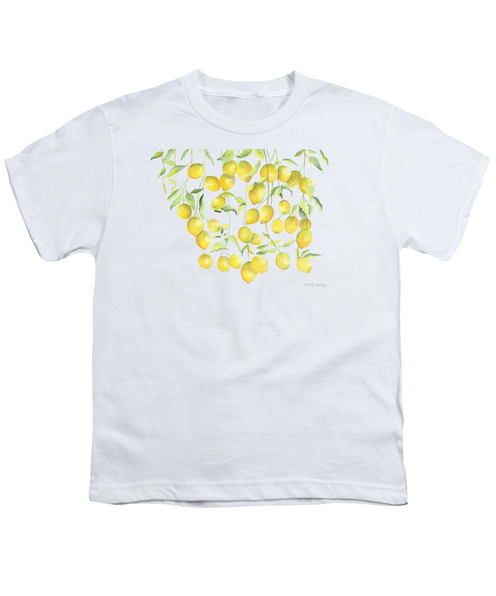 Lemons Youth T-Shirt featuring the painting Lemons by Melly Terpening