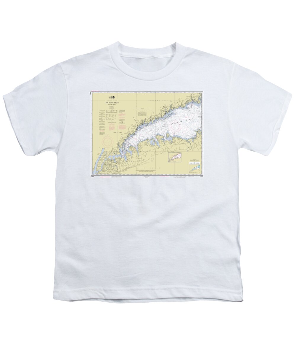 Long Island Sound Western Part Youth T-Shirt featuring the digital art Long Island Sound Western Part, NOAA Chart 12363 by Nautical Chartworks
