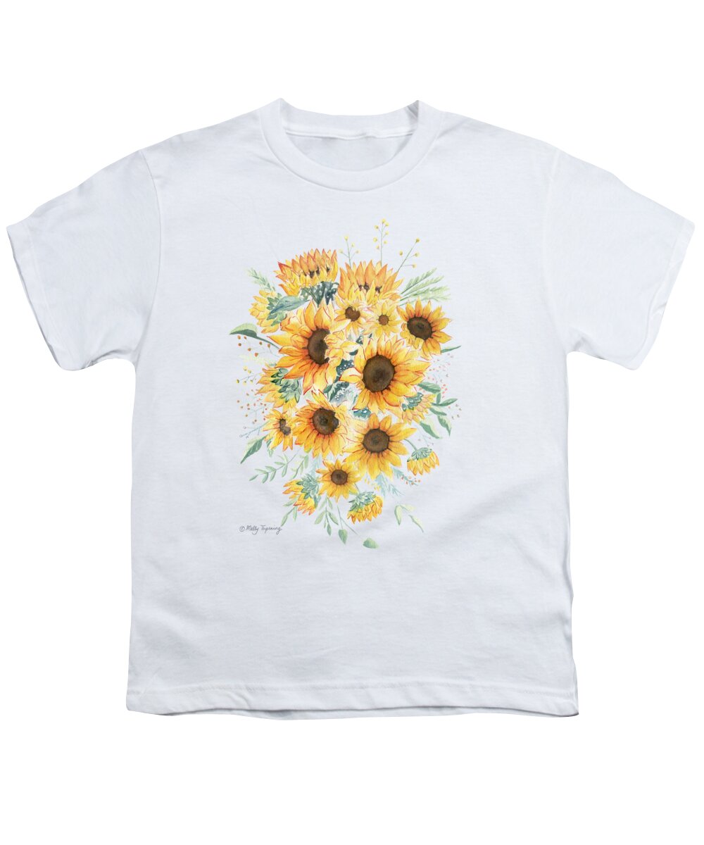 Loose Youth T-Shirt featuring the painting Loose Watercolor Sunflowers by Melly Terpening