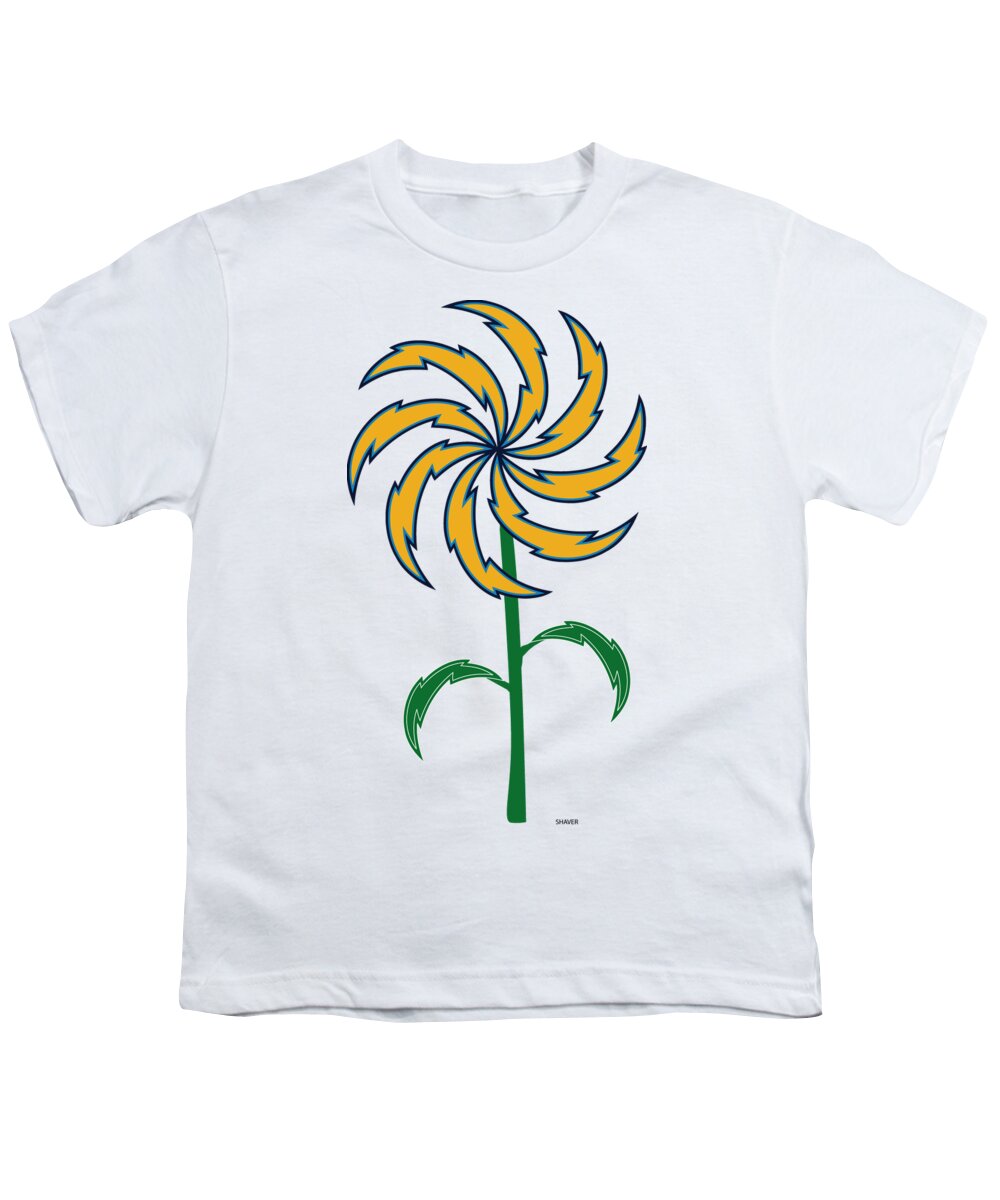 Nfl Youth T-Shirt featuring the digital art Los Angeles Chargers - NFL Football Team Logo Flower Art by Steven Shaver