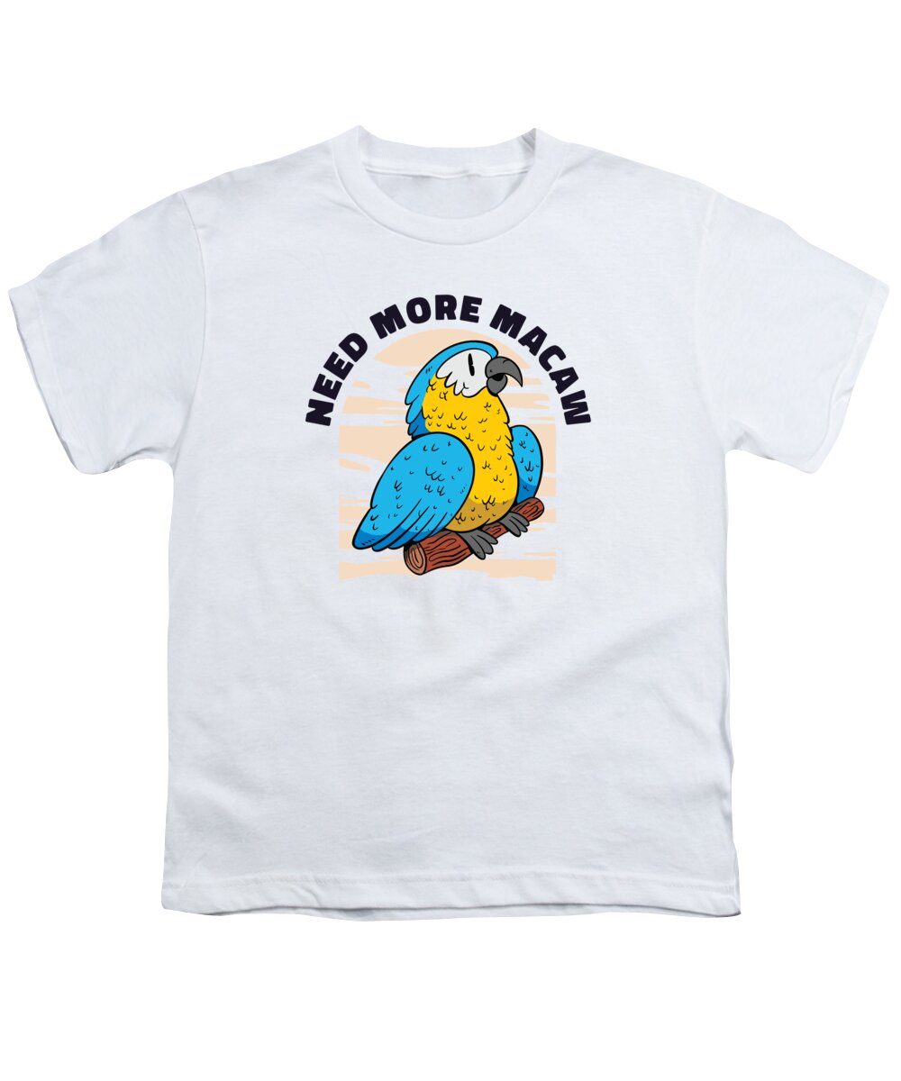 Macaw Youth T-Shirt featuring the digital art Macaw Parrot Lover Nature Zoo Animal Pet by Toms Tee Store