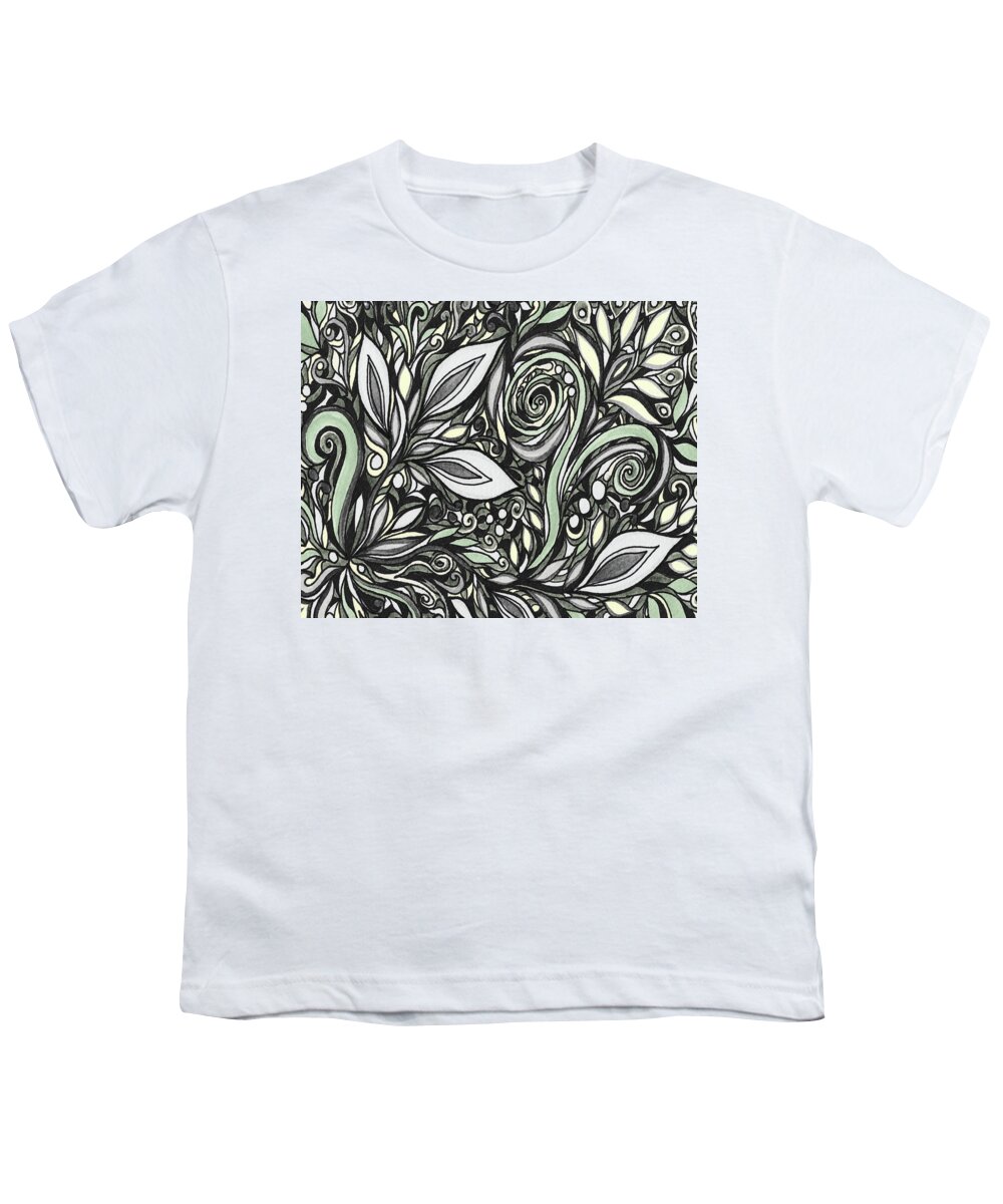 Floral Pattern Youth T-Shirt featuring the painting Magical Floral Pattern Tiffany Stained Glass Mosaic Decor XI by Irina Sztukowski