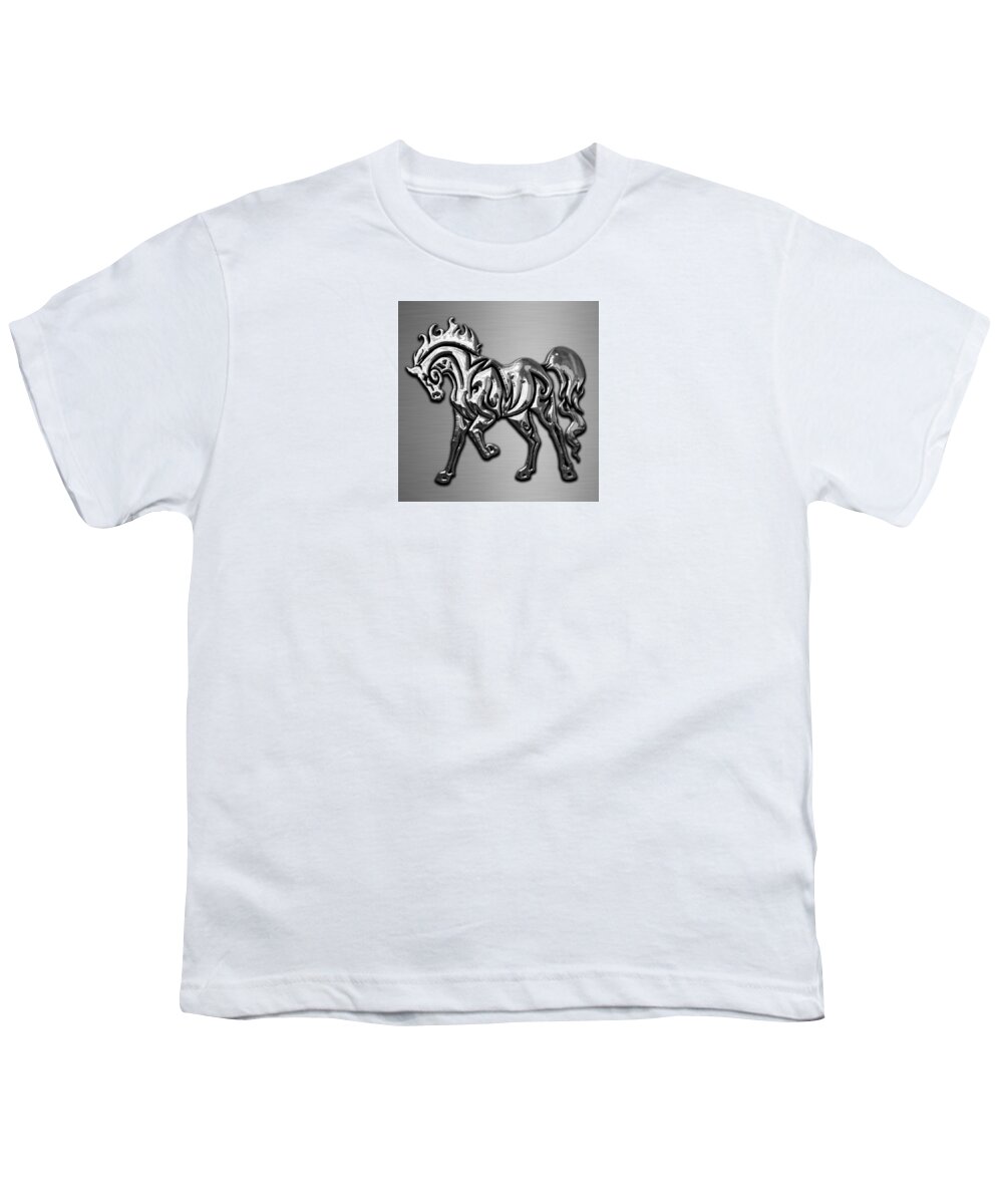 Horse Youth T-Shirt featuring the mixed media Majestic Horse by Marvin Blaine