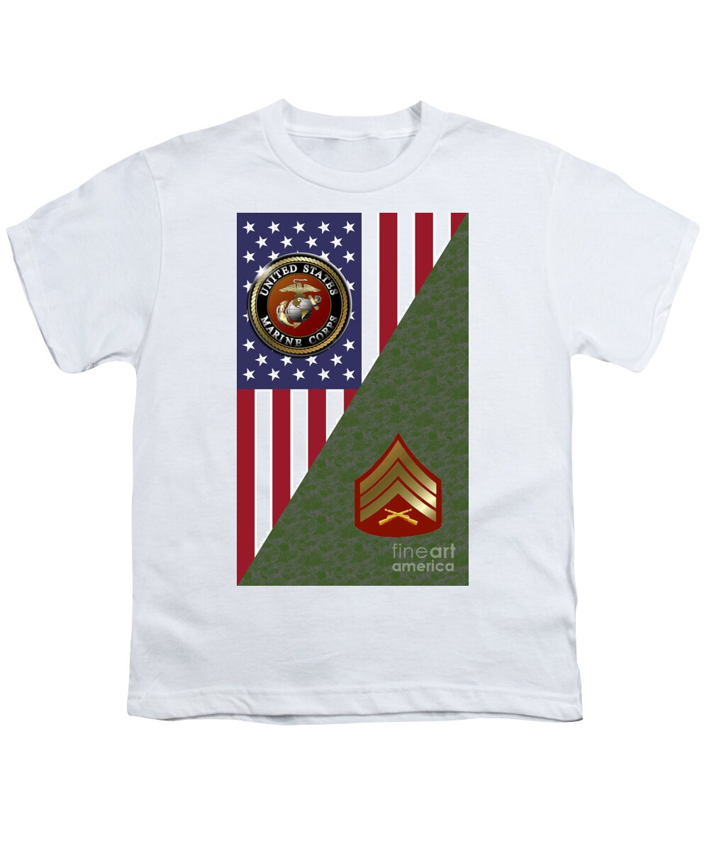United Youth T-Shirt featuring the digital art Marine Sergeant by Bill Richards