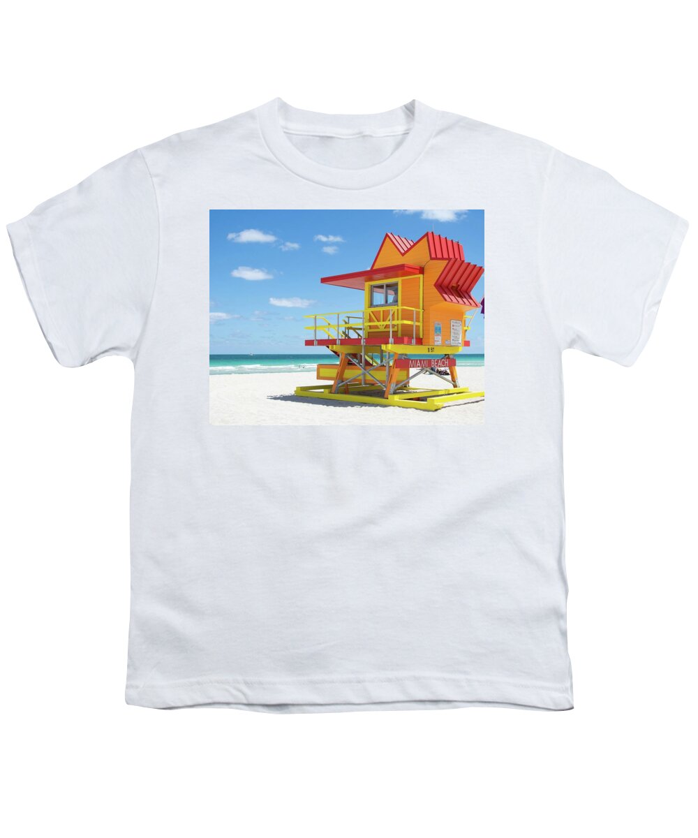 Lifeguard Station Youth T-Shirt featuring the photograph Miami Beach Lifeguard Station by Rebecca Herranen
