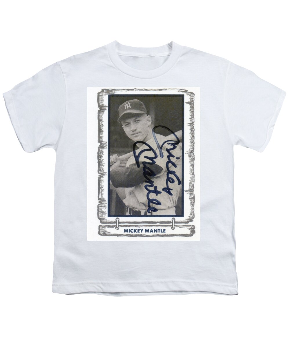 Mickey Mantle Youth T-Shirt featuring the photograph Mickey Mantle Legends of Baseball autographed card 1980 by Jerry Griffin