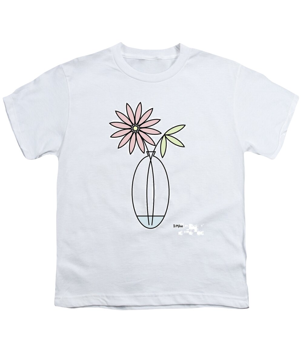 Minimalistic Design Youth T-Shirt featuring the digital art Minimal Plant in Vase 4 by Donna Mibus