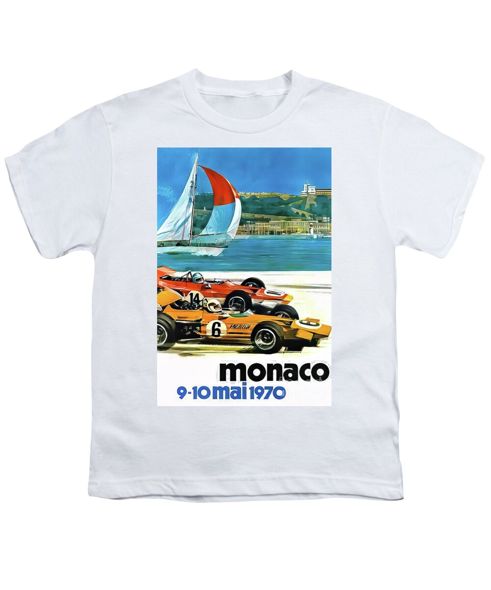 Monaco Youth T-Shirt featuring the drawing Monaco 1970 Grand Prix by M G Whittingham