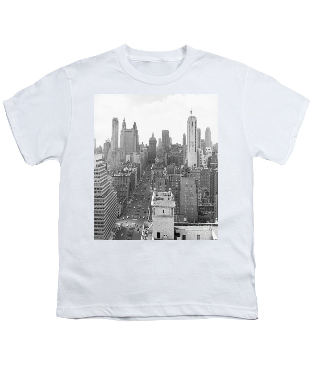 1950 Youth T-Shirt featuring the photograph New York - Aerial Of Park Avenue, 1950 by Angelo Rizzuto