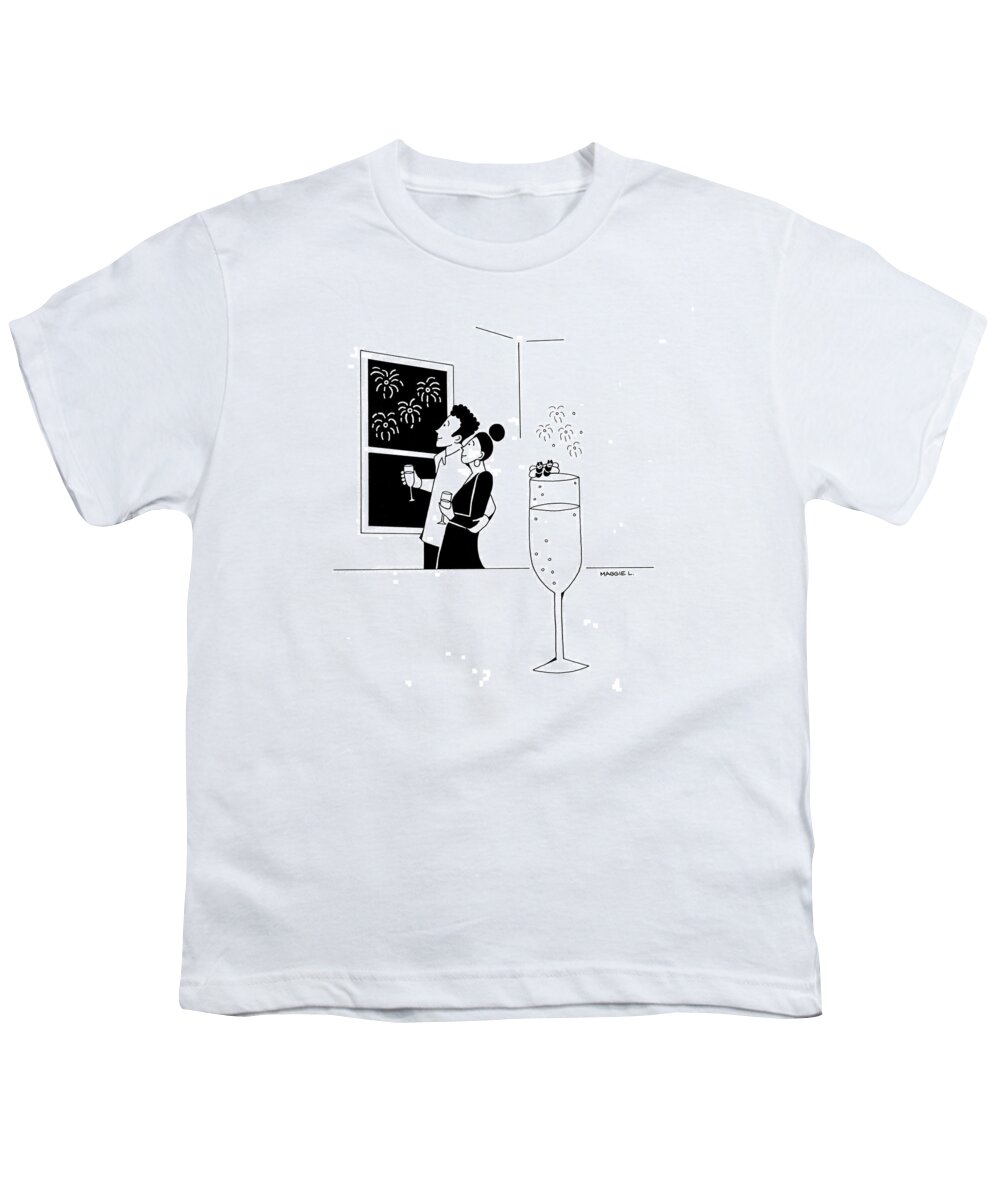 Captionless Youth T-Shirt featuring the drawing New Yorker December 31, 2021 by Maggie Larson