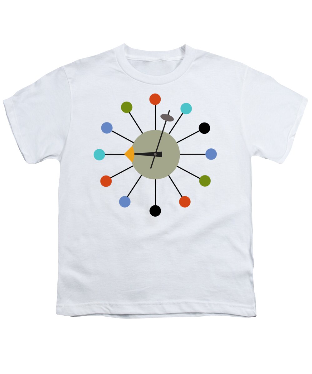 Mid Century Modern Youth T-Shirt featuring the digital art No Background Ball Clock by Donna Mibus