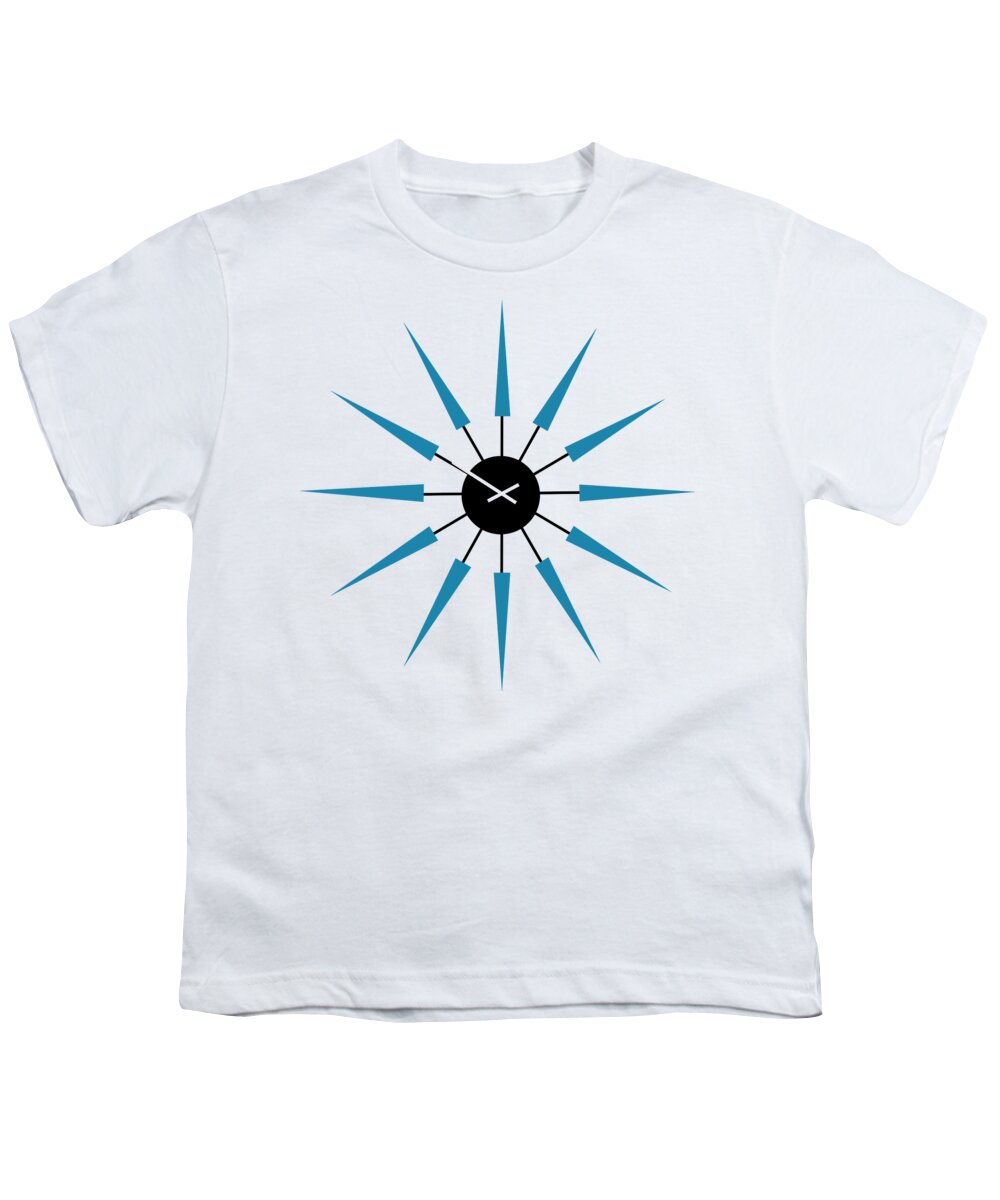 Mid Century Modern Youth T-Shirt featuring the digital art No Background Starburst Clock 2 by Donna Mibus