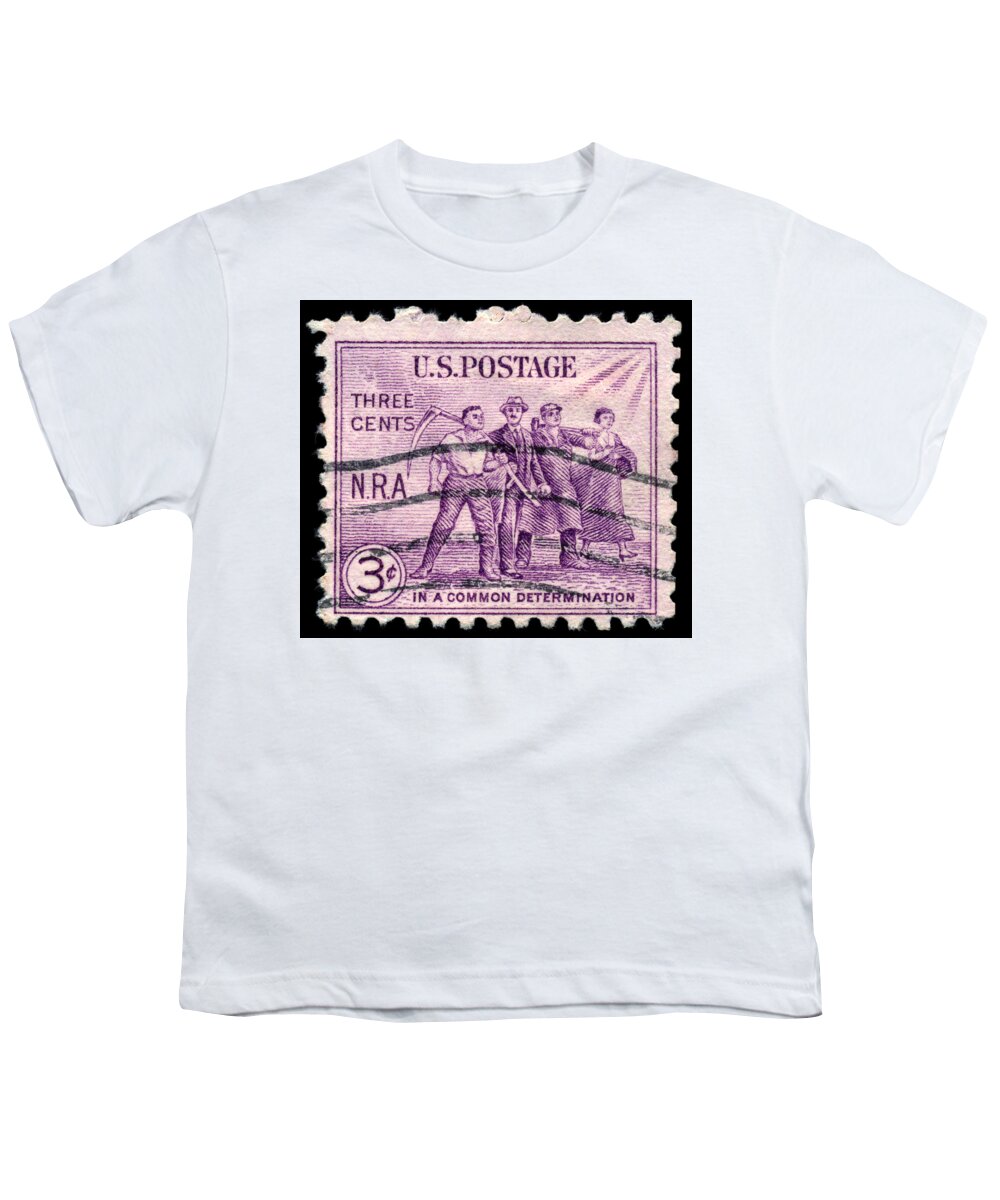 Nra Youth T-Shirt featuring the photograph NRA Labor Economic Determination Postage Stamp by Phil Cardamone