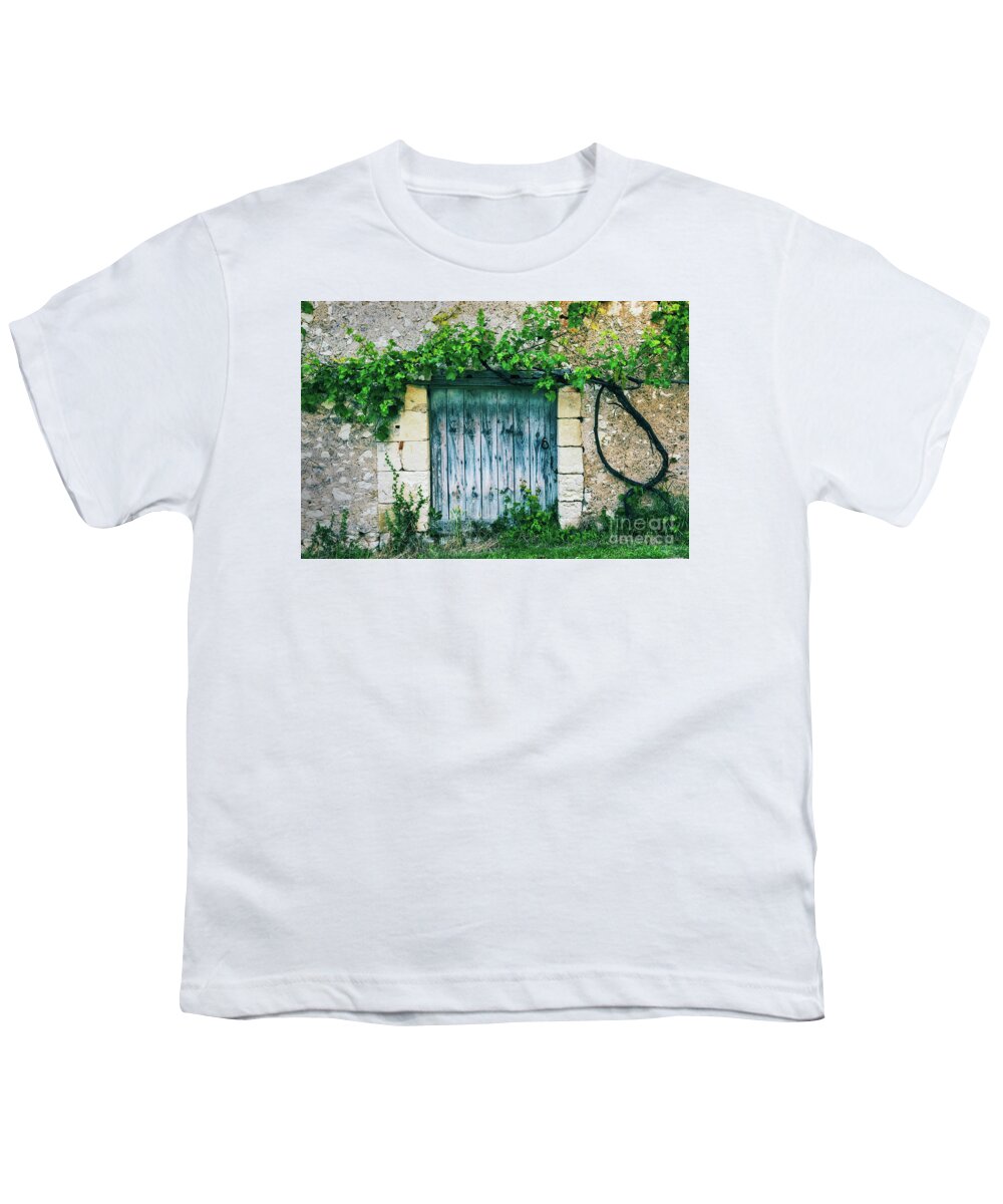 Door Youth T-Shirt featuring the photograph Old door with vine by Delphimages Photo Creations