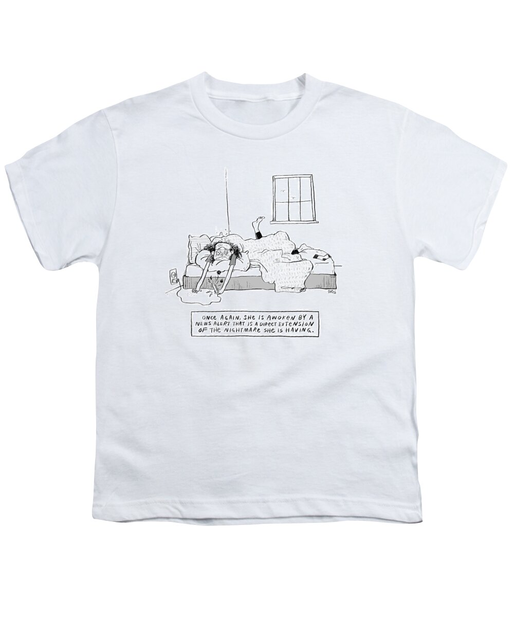 Captionless Youth T-Shirt featuring the drawing Once Again by Zoe Si