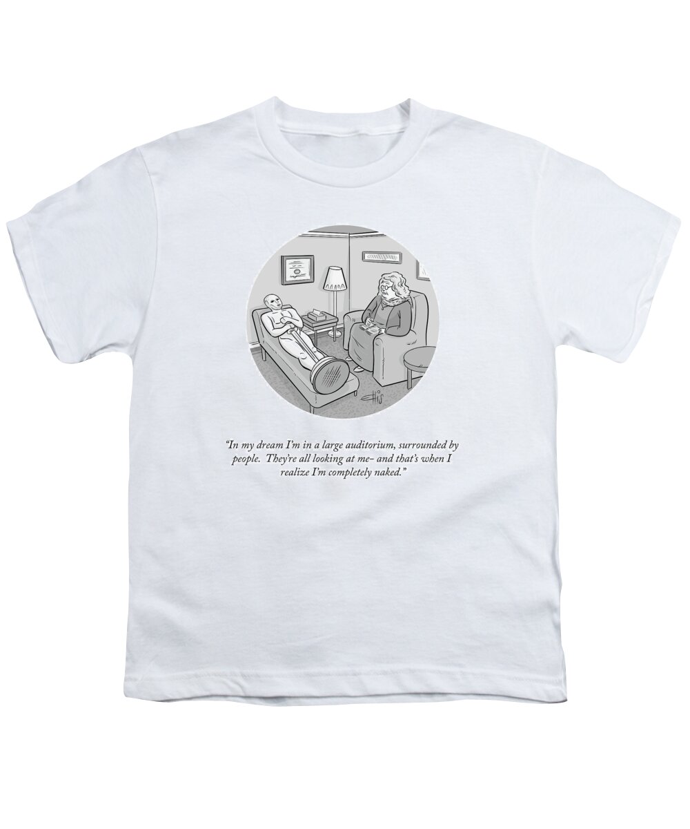 In My Dream I'm In A Large Auditorium Youth T-Shirt featuring the drawing Oscar Dream by Ellis Rosen
