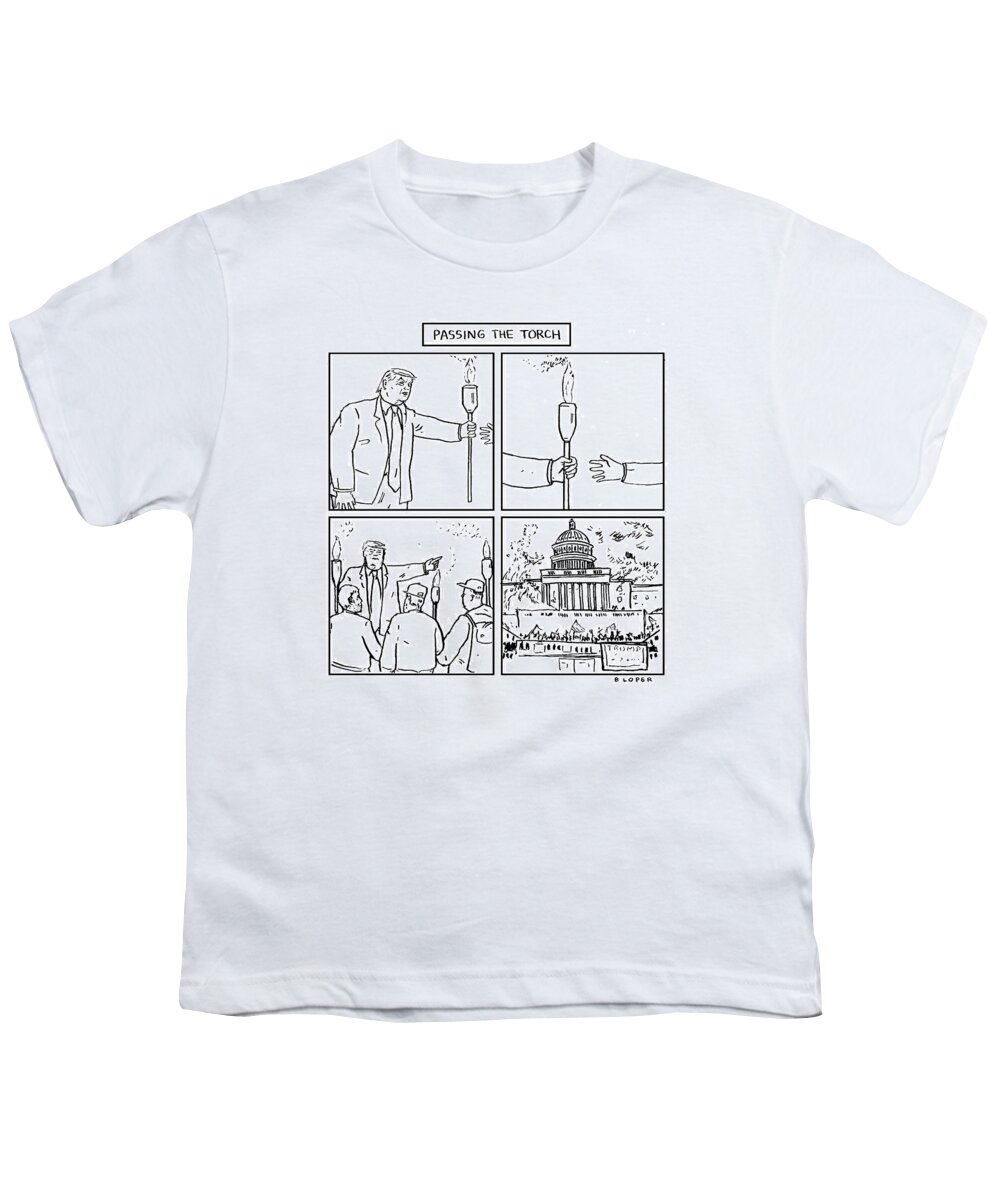 Captionless Youth T-Shirt featuring the drawing Passing The Torch by Brendan Loper